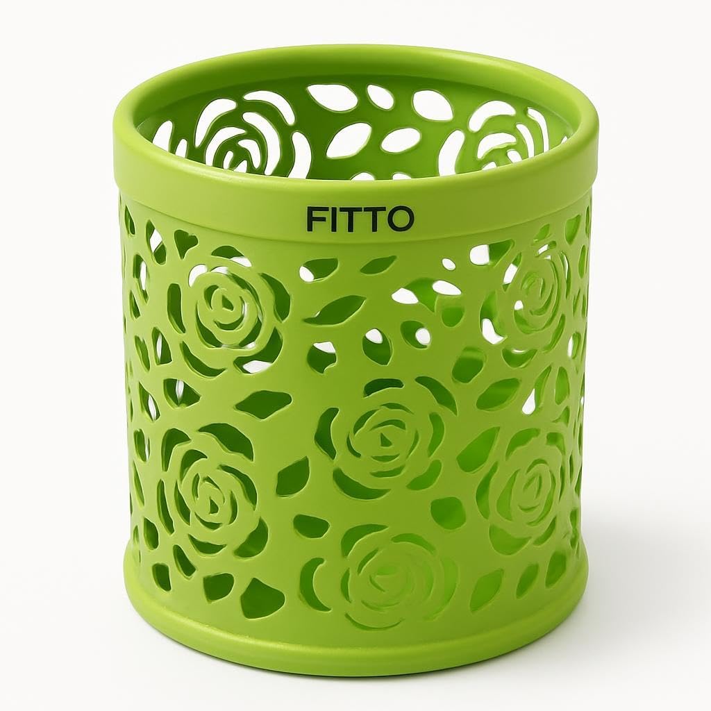 Green Pen Holder Round Desk Organizer 8x9cm