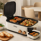 48 Pieces 1800W Electric Grill & Hot Pot Cookers with Non-Stick Baking Tray (White)