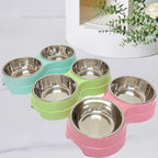 96 Pieces Cat Water & Food Feeder Bowls with Bottle (Dual Stainless Steel Bowls – Assorted Colors)
