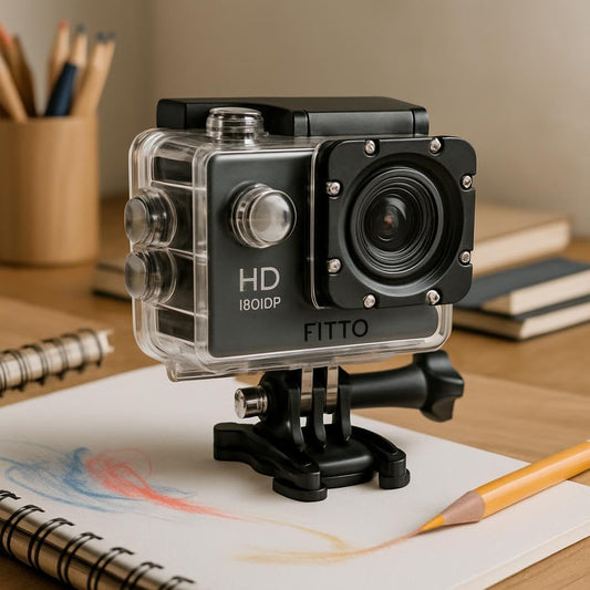 Sports Cam Waterproof Action Camera 1080P, Full HD 12MP Video Camera, 2-inch LCD, 140° Wide Angle Lens, 30M Underwater, Multi-Use Accessories