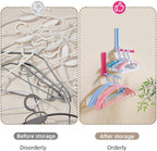 120 Pieces 90 Degree Foldable Adhesive Space-Saving Clothes Hanger Storage - Hold uptos (5kgs – Rose Red & Blue - 2-Pack)