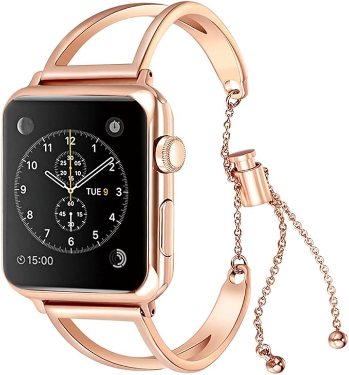 Fitto Apple watch band for 38mm 40mm,stainless steel jewelry watchband for Apple watch series, iWatch Strap SE Series 7 6 5 4 3 2 1 women rose gold