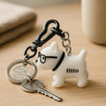 96 Pieces Funny Dog Keychains with Glasses - White Silicone Accessory