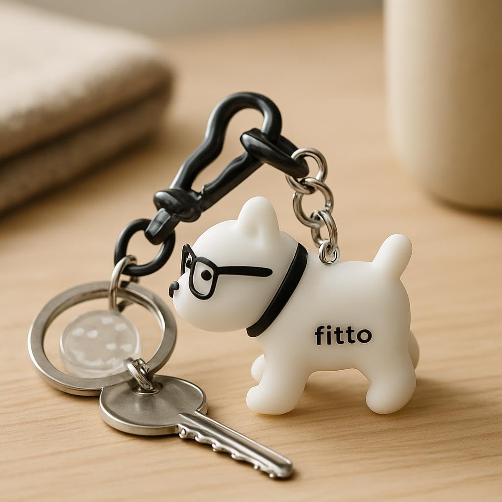 Funny Dog Keychain with Glasses - White Silicone Accessory