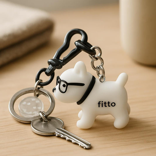 Funny Dog Keychain with Glasses - White Silicone Accessory