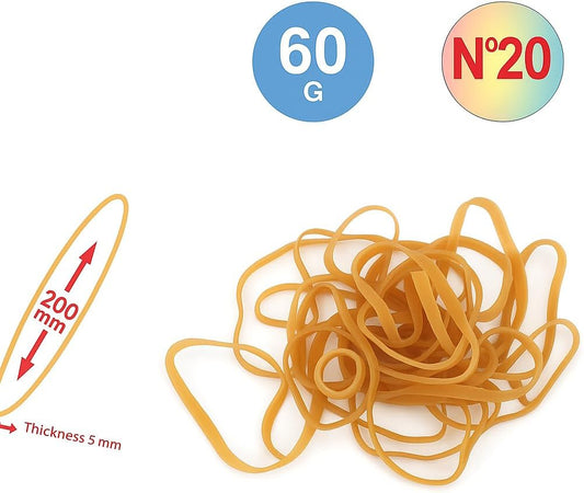 60g Elastic Rubber Bands 200mm Yellow for Office, School & Crafts