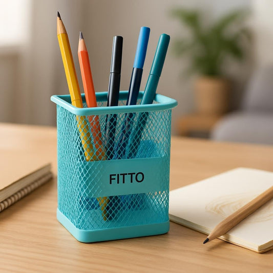 Square Pen Holder 9x8cm Assorted Color Desk Organizer