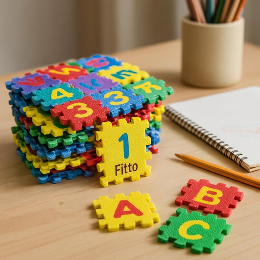 Puzzle Sheets A, B, C + 1,2,3 – 6x6 cm Educational Puzzle Worksheets for Kids, Learning Activity Pack