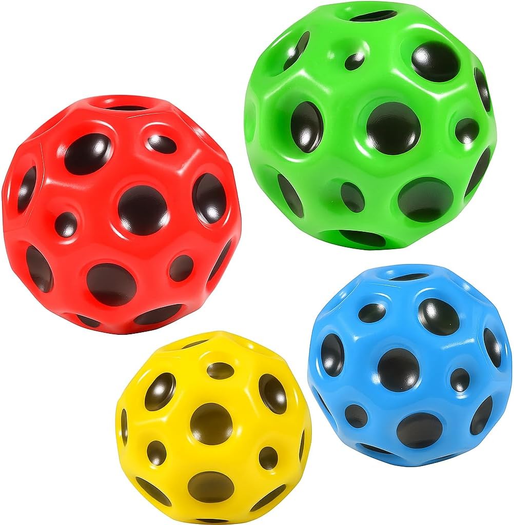 120 Pieces Extreme High Bouncing Balls (Moon Ball – High Pop Bouncing Space Ball & Foam Bounce Sensory Toy for Kids – Indoor/Outdoor Play – Durable – Lightweight – Pack of 4)
