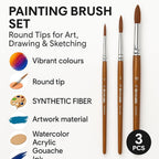 120 Pieces 3 Pieces Painting Brush Set - Round Tips for Art (Drawing – Sketching – Acrylic – Watercolor)