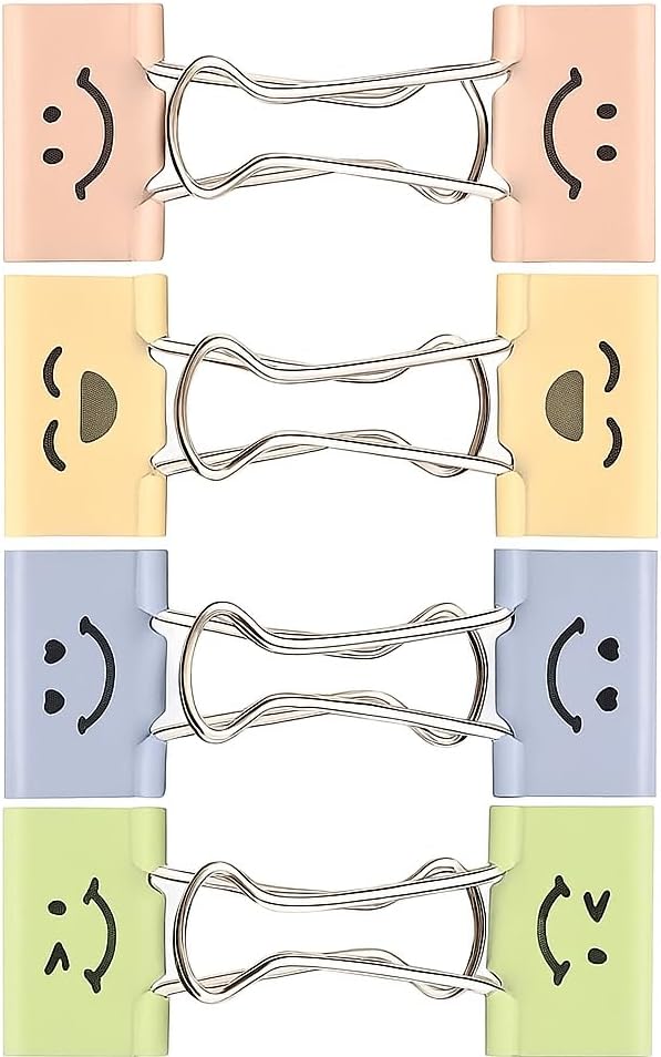 120 Pieces 8 Pieces (19mm Binder Clips with Emoji Assorted Colors for Office Use)