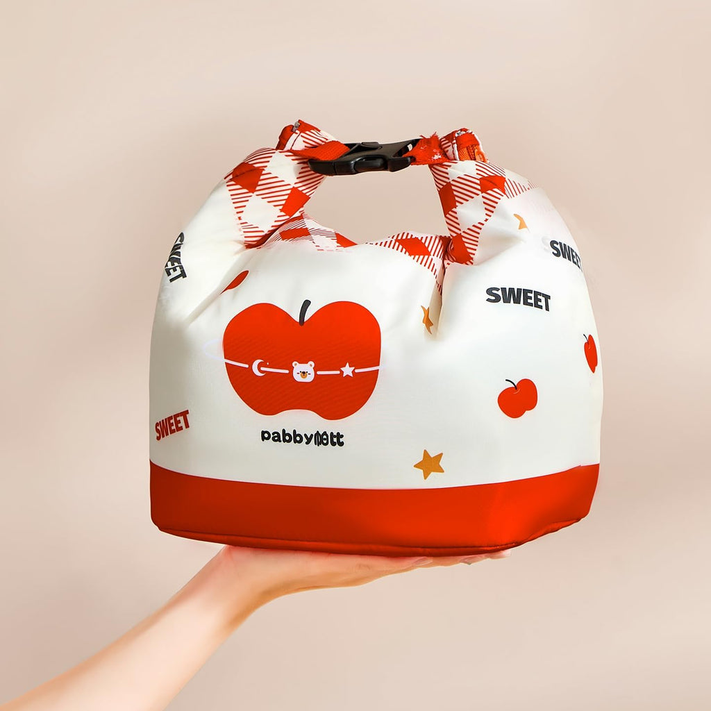 96 Pieces 10L Insulated Waterproof Rice Bags (Large Red Grid Apple Bear – Polyester + Aluminum Film)