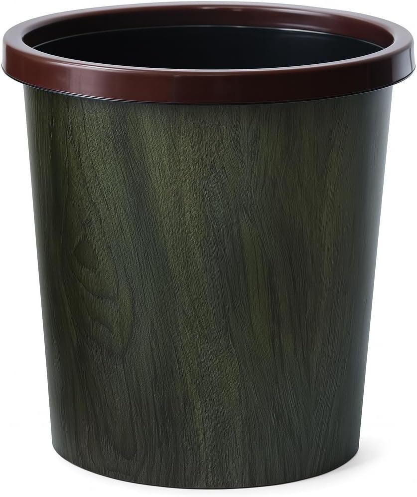 120 Pieces Retro Plastic Buckets with Wooden Grain Design | Pressing Ring Bucket for Kitchen (Outdoor – Bathroom – Office | Commercial Use)