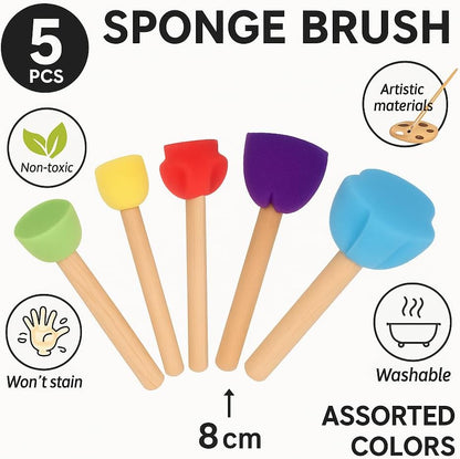 5 Pieces Sponge Brush, 8cm, Assorted Colors