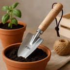 96 Pieces Stainless Steel Gardening Trowels with Wooden Handle and Leather Strap