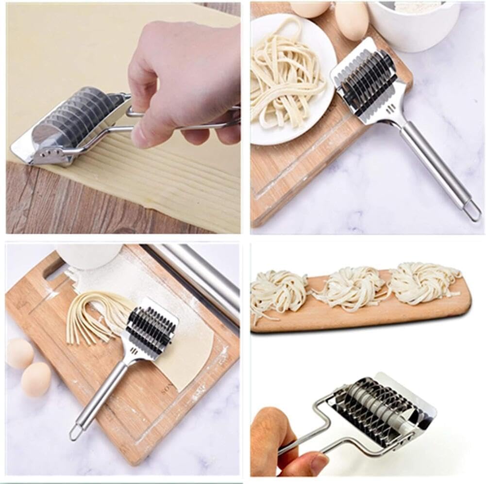 96 Pieces Stainless Steel Noodle Cutter Rollers (Manual Noodle Makers Pasta Spaghetti Makers Portable Pasta Roller Pasta Cutter Wheel – Noodle Lattice Roller Dough Cutter for Home Kitchen Cooking Tools)