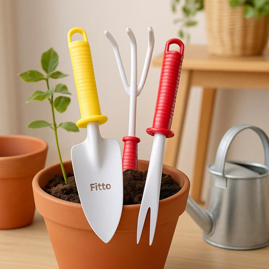 Gardening Tools Set - Trowel, Hand Rake, and Weeder with Colorful Handles