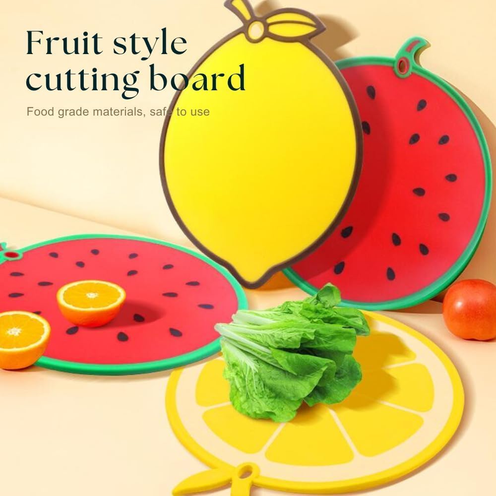 120 Pieces Fruit-Shaped Cutting Boards (Double-Sided Chopping Board with Anti-Slip Design – Hanging Storage – Raised Edges – Durable Food-Safe Material – Yellow (Pear))