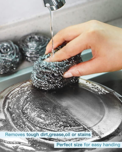 Stainless Steel Scrubber Set - 12 Pack Heavy-Duty Cleaning Pads for Kitchen, Pots, Pans, Grills, and More | Rust-Resistant & Durable Cleaning Solution