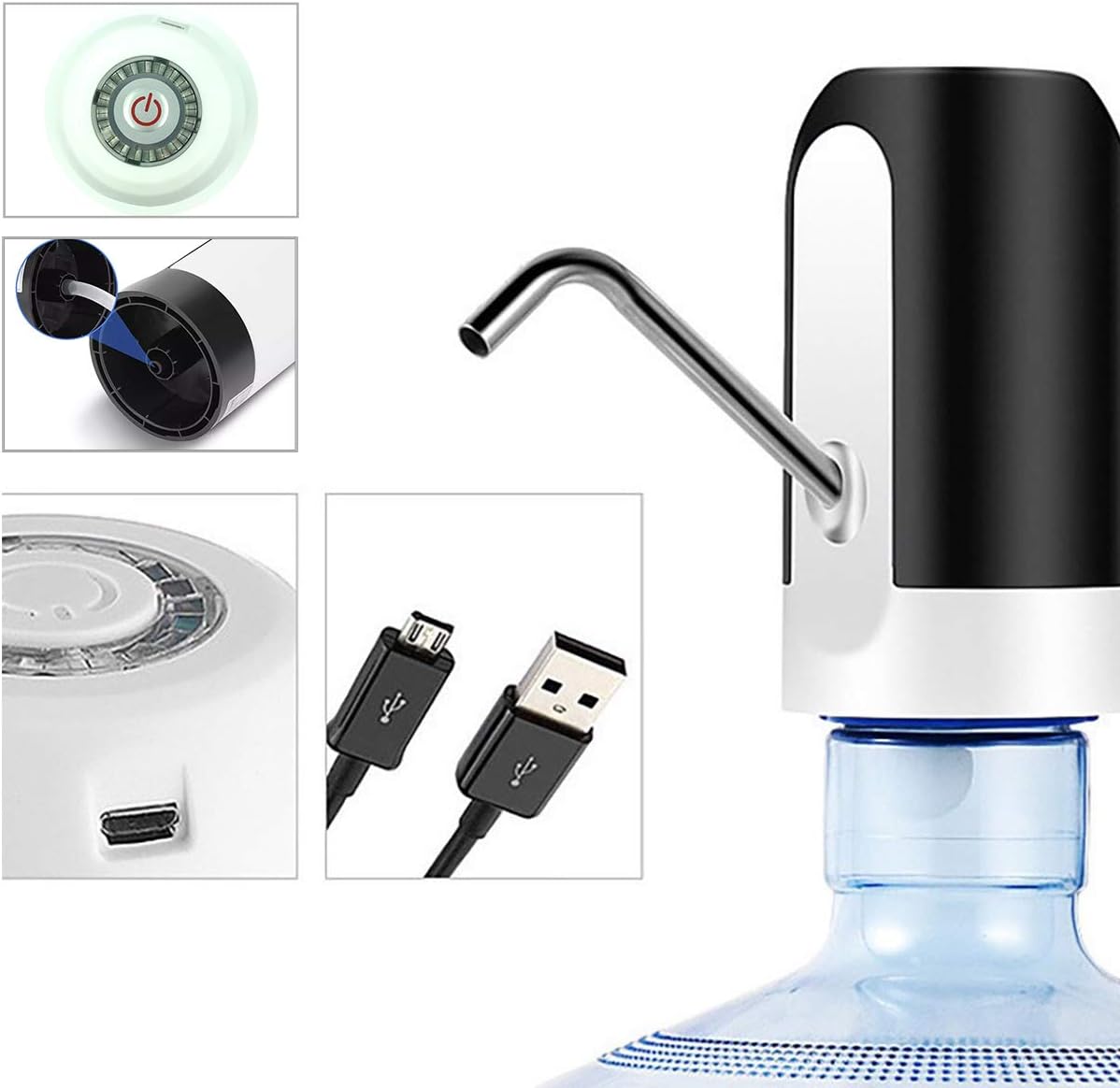 96 Pieces Water Bottle Pumps (Automatic – USB Charging – For 3-5 Gallon Bottle – Portable – For Outdoor Home Office)