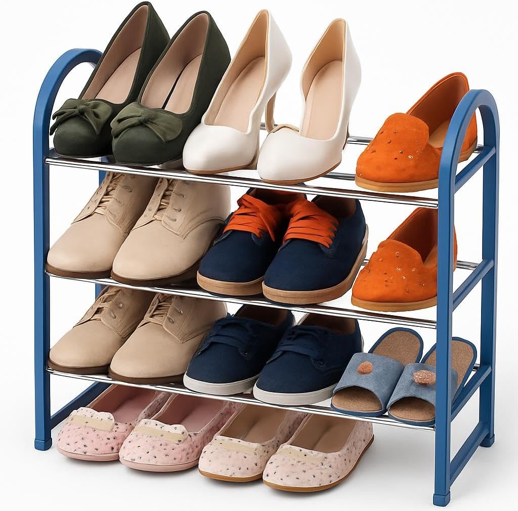 3-Tier Shoe Rack – Adjustable Storage Organizer for Closet, Entryway, Dorm, and More – Stores Up to 16 Pairs of Sneakers