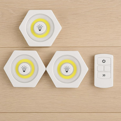 LED Lights with Remote Control – 3 Adjustable Lighting Levels for Closet or Wall, Includes 30-Minute Timer and Push Button Control, Versatile Handheld Micro Stone Lights for Easy Use