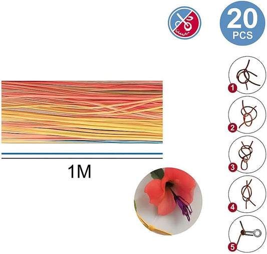 Braided Rope 20 Pieces 1M Mixed Colors for Crafting, DIY Projects, and Decorations