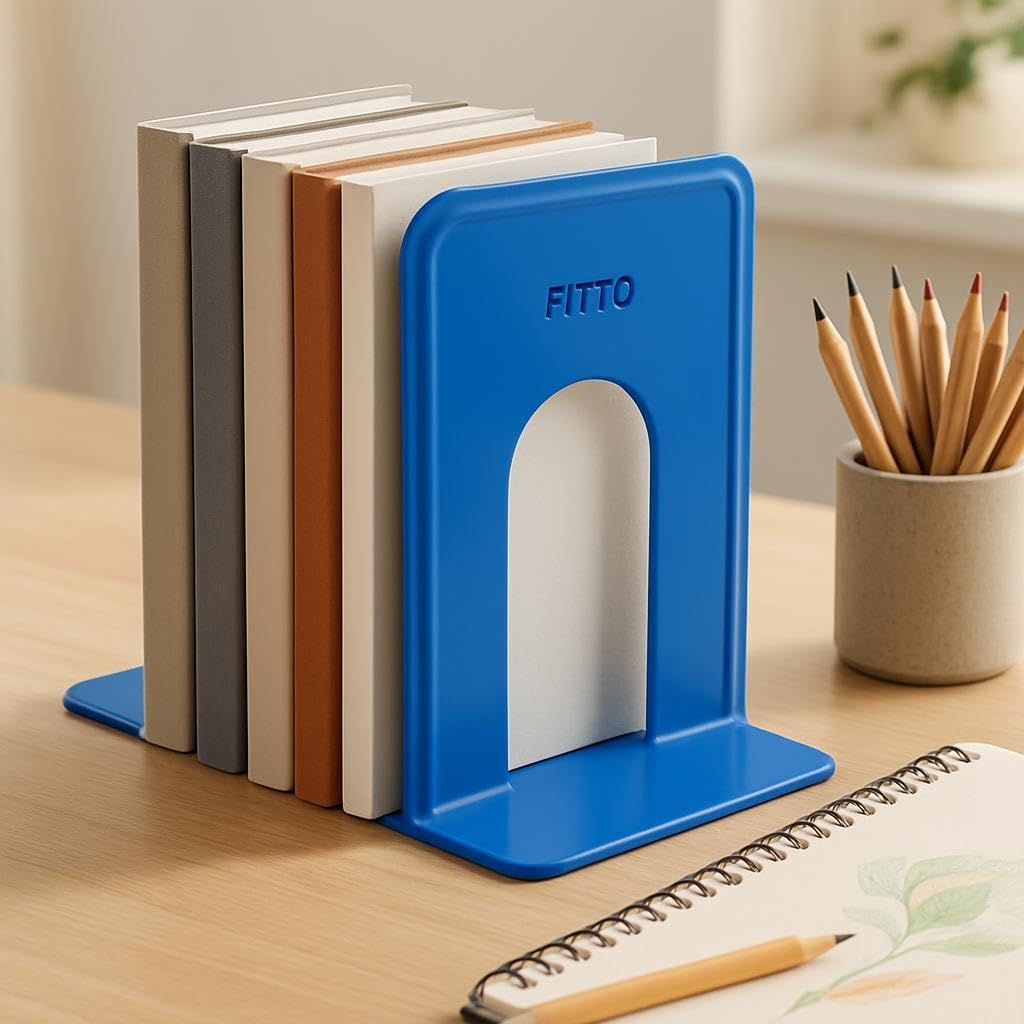 96 Pieces Blue Bookends (2-Piece Set 17x12.6cm – Desk Organizers)