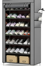 60 Pieces 10-Tier Foldable Shoe Rack Storage Cabinet - Holds 27 Pairs (Portable Shoe Organizer with Cover – Space-Saving Shoe Storage Box for Bedroom & Closet (155cm X 60cm X 30cm))