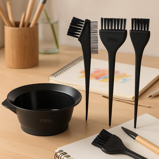 4 Pieces Hair Dye Brush Kit – Professional Black Hair Coloring Brushes with Flexible Bristles, Ideal for DIY Home Salon Use, Precision Application, and Easy Clean-Up