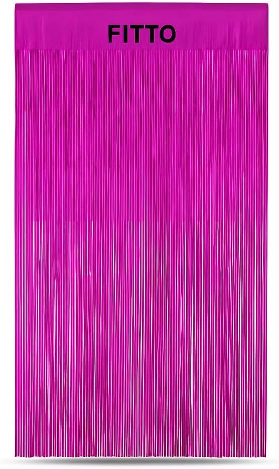2 Pack 1x2M Pink Metallic Foil Tinsel Fringe Curtain Backdrop - Perfect for Birthday, Wedding, Bachelorette, Anniversary Party Decorations - Shiny Decorative Curtain for Events & Celebrations