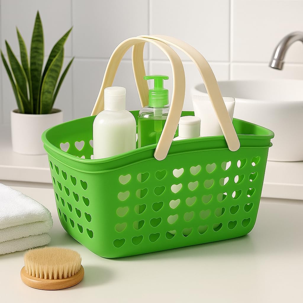 120 Pieces Green Plastic Organizing Storage Baskets with Handles and Holes - Multi-Purpose Small Bin for Kitchen (Bathroom – Toys – and More - Durable – BPA-Free – Easy to Clean – Lightweight and Portable)