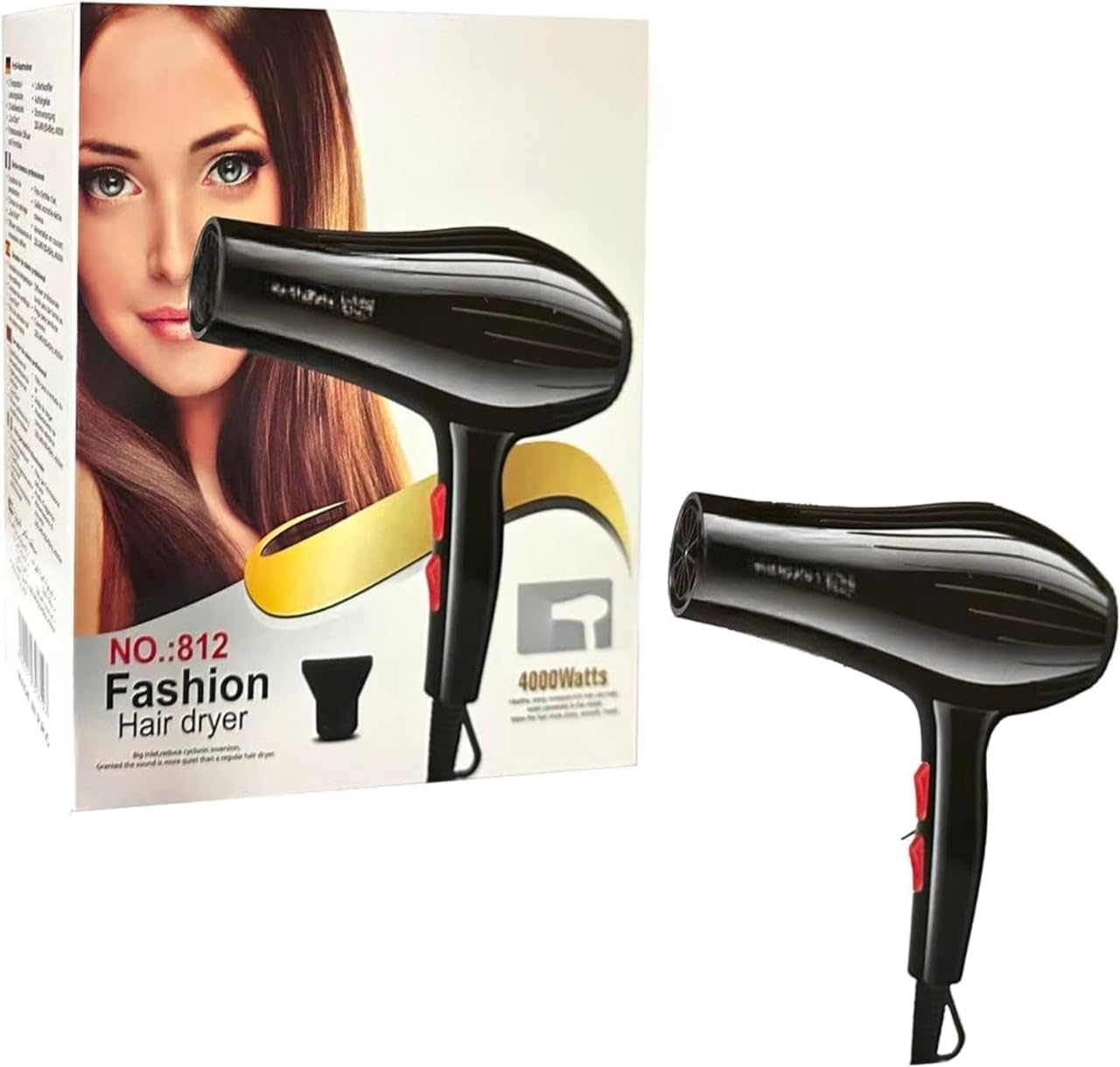 Hair Blow Dryer 4000W, Professional Mini Hair Dryer with 2 Heat & 3 Speed Settings, Lightweight, Travel-Friendly