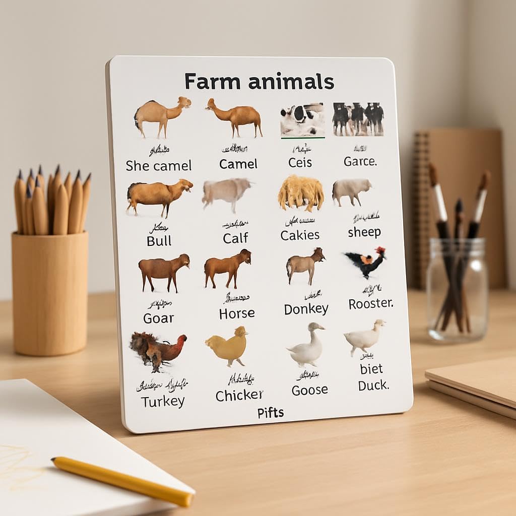 لوحة حيوانات المزرعة للأطفال - ديكور غرفة ألعاب أطفال بتصميم عربي