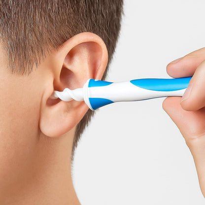 Q-Grips Earwax Remover, Spiral Ear Wax Removal, 16 Pcs Ear Cleaner with Soft Replacement Tips, Safe & Flexible Ear Wax Removal Kit for Adults and Kids, Portable Ear Cleaner for Home and Travel