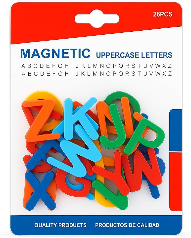 96 Pieces Magnetice English Letters 26pcs (Upper Case – Assorted Colors for Home & Office)