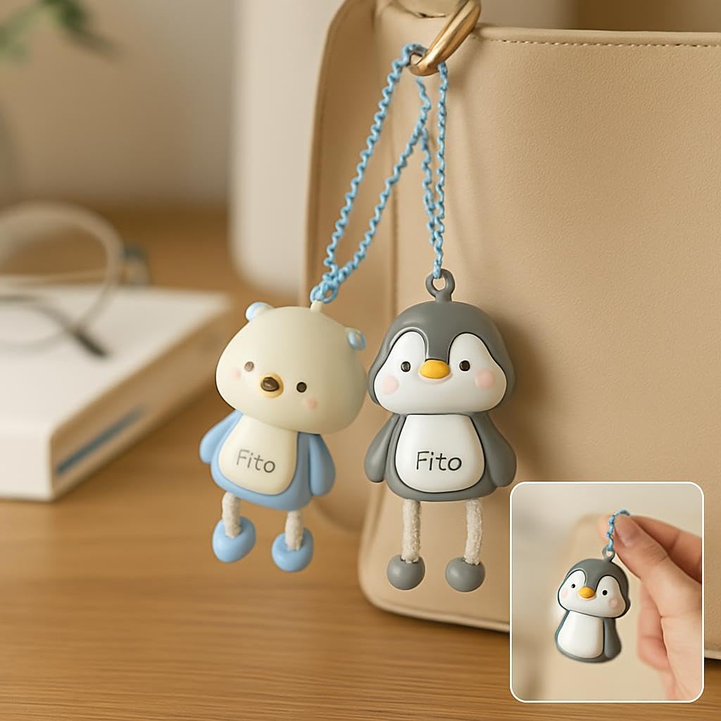Plastic Key Chain Animal Series - Bear and Penguin, Pack of 2