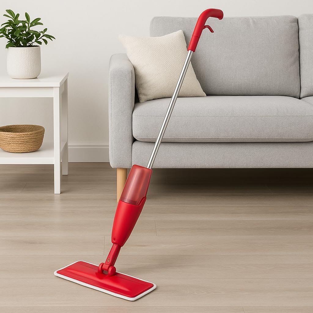 96 Pieces Red Floor Cleaning Spray Mops (Removable Microfiber Cleaning Pad – 360° Swivel Head – Lightweight & Durable – Refillable Bottle for All Floor Types – Hardwood – Tile – Laminate – and Vinyl)