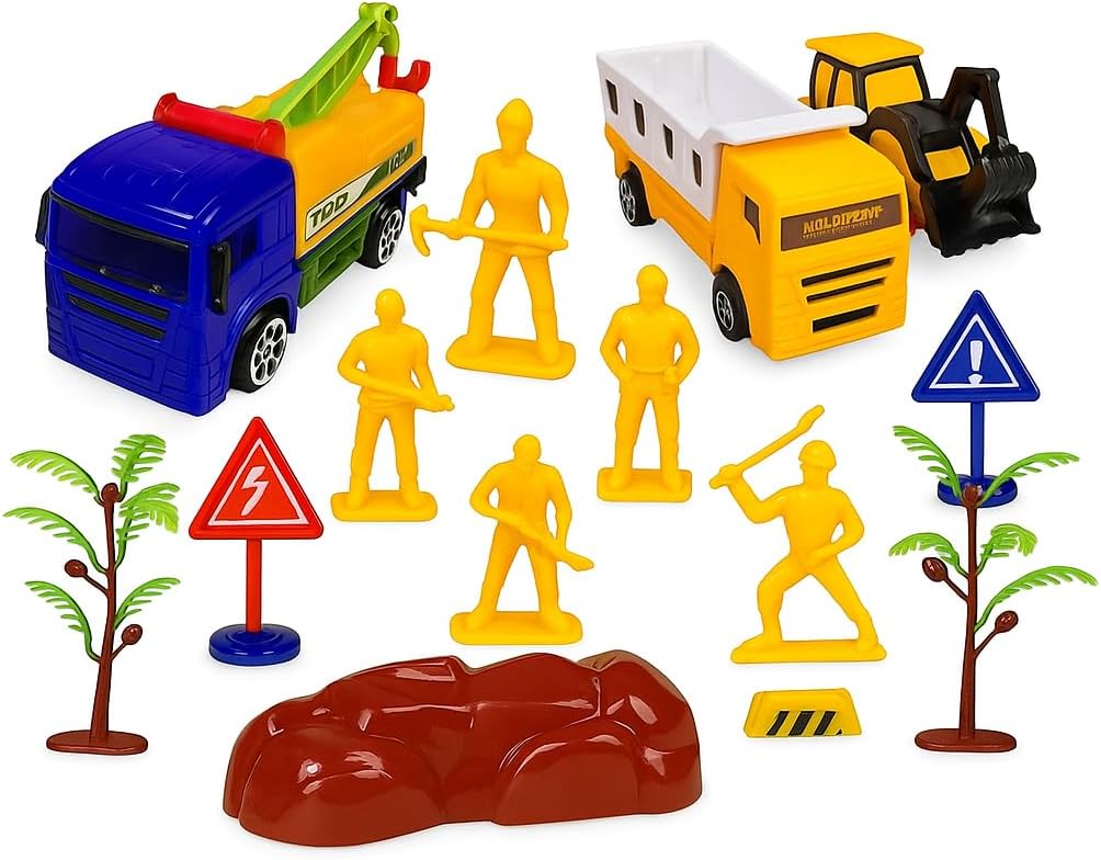 Construction Vehicle Set for Kids - Dump Truck and Car Toys with Playset