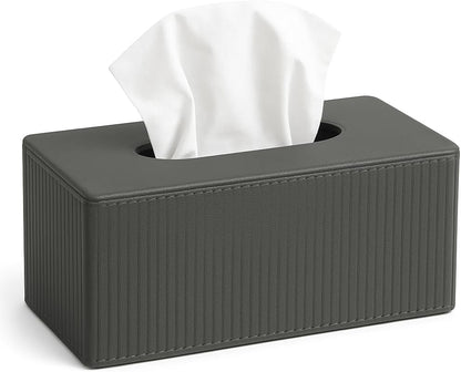 Rectangular Columns Tissue Box Holder – Durable PU Leather with Textured Finish – Elegant Facial Tissue Holder for Bathroom, Home, Office – Stylish & Functional Design