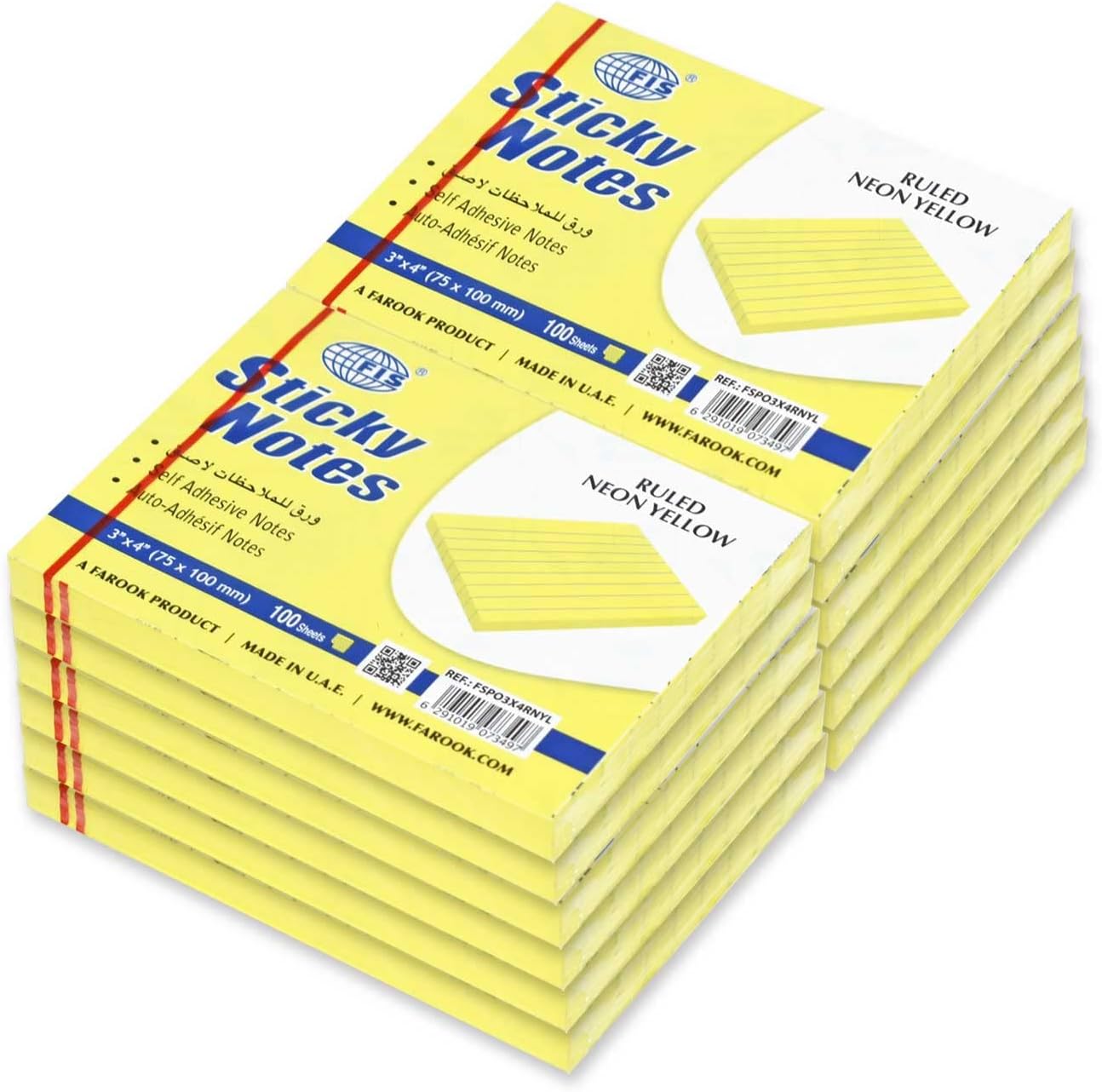 96 Pieces Sticky Notes (12 Pack – 4x3 Inches – Self-Stick Notes in Assorted Colors – Repositionable Sticky Notes for Office – Home – School – and Classroom – 12 Pads of 100 Sheets Each)