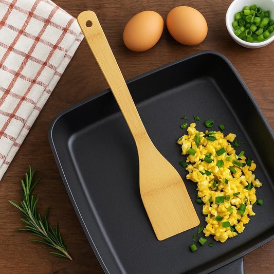 Bamboo Kitchen Turner for Cooking, Eco-Friendly Wooden Spatula for Non-Stick Cookware