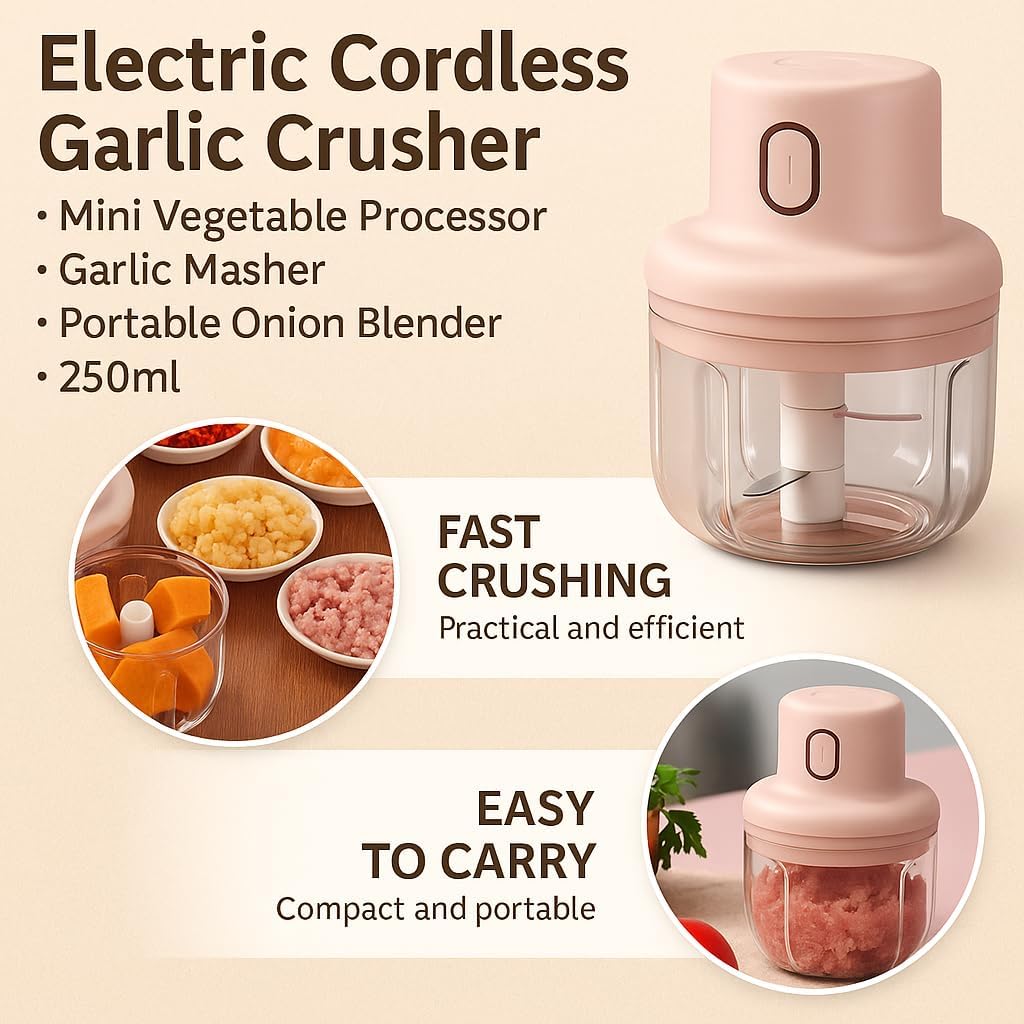 96 Pieces Electric Cordless Garlic Crushers (Mini Vegetable Processor – Garlic Masher – Portable Onion Blender – 250ml)