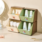 96 Pieces Stackable Desktop Storage Box - Brown and Cream -s (24.3cm x 17.1cm x 14.3cm - 2 Pack)