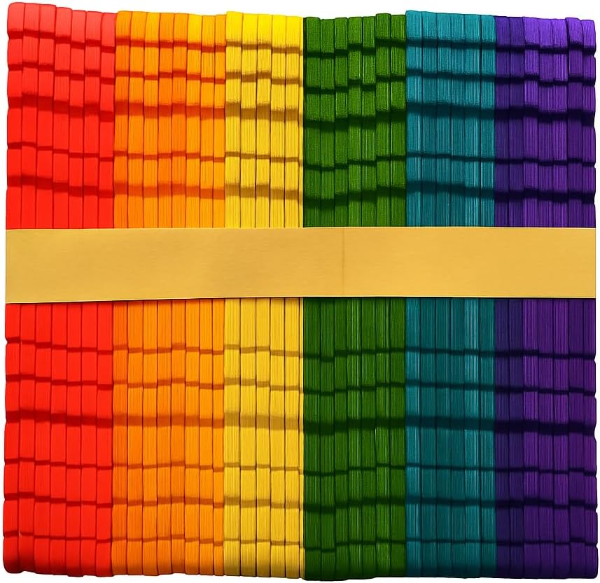 Wooden Sticks 114mm x 10mm, 50 Pieces, Mixed Colors for Crafts and DIY Projects