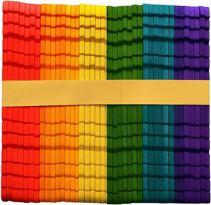Wooden Sticks 114mm x 10mm, 50 Pieces, Mixed Colors for Crafts and DIY Projects