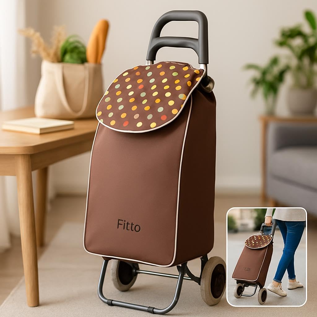 72 Pieces Fancy Shopping Trolleys with Wheels (Brown color – 36L Carbon Steel)