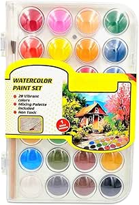 FITTO Watercolor Set – Non-Toxic Watercolors with Mixing Palette Included, Vibrant Colors for Artists and Students, Safe for Kids, Ideal for Painting, Sketching, and Creative