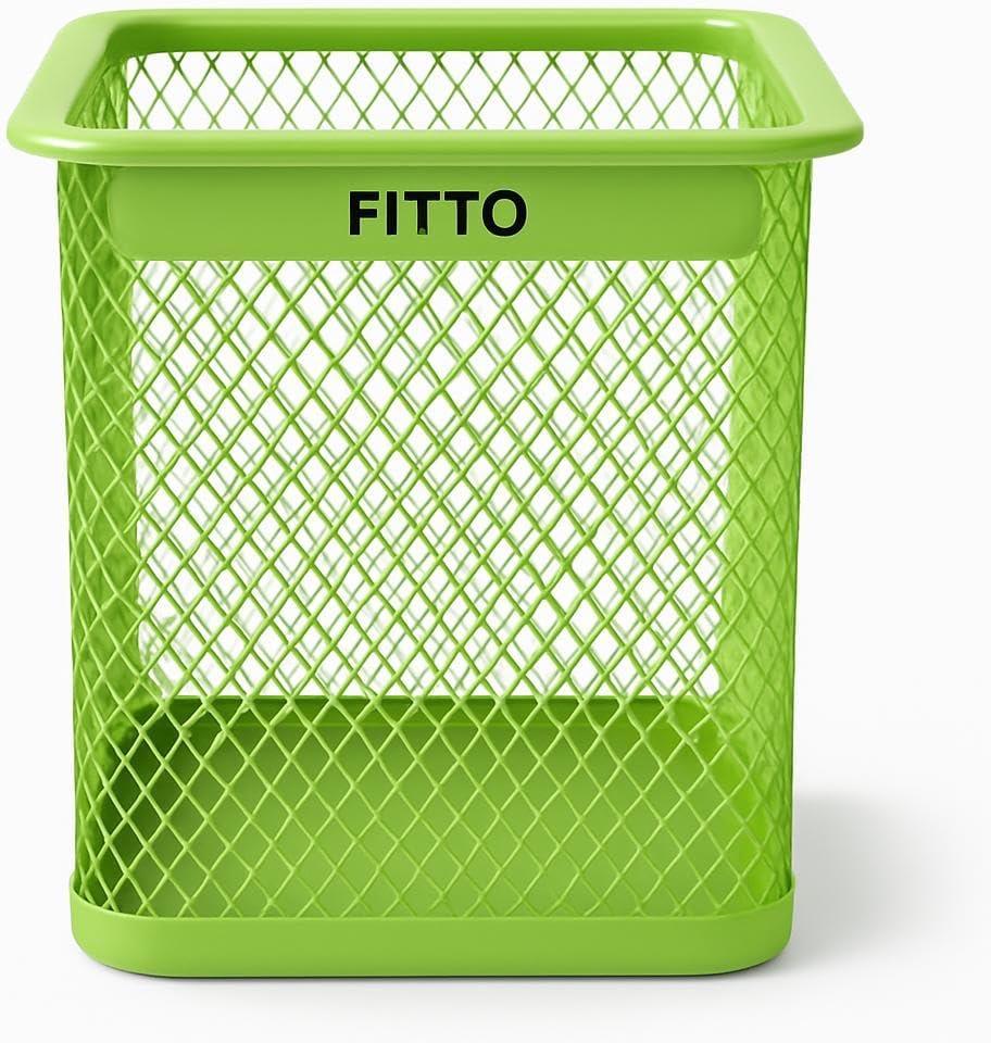 Green Rectangle Pen Holder 8x10cm - Office Desk Organizer