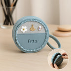 96 Pieces Small Round Wool Makeup Bags with Handle - Blue Portable Travel Cosmetic Organizer